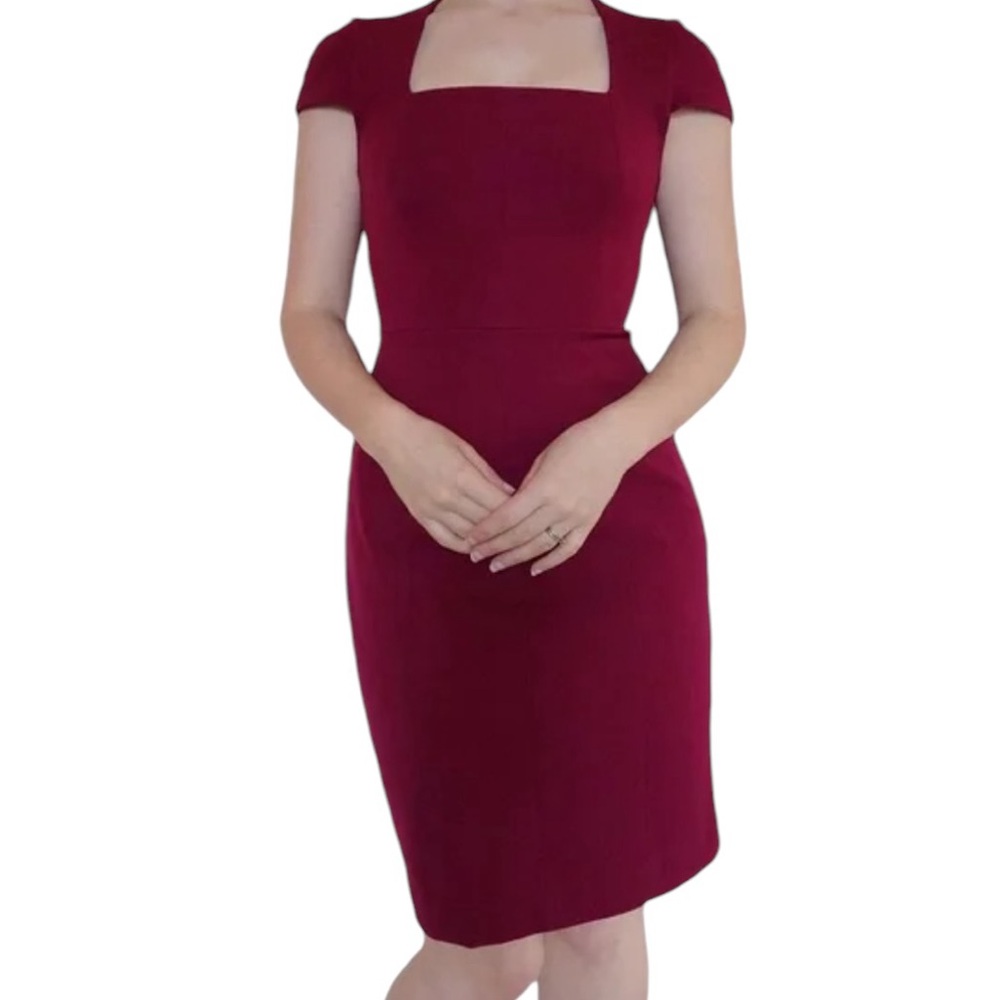 Banana Republic Burgundy Ponte Knit "Sloane" Sheath Dress 16